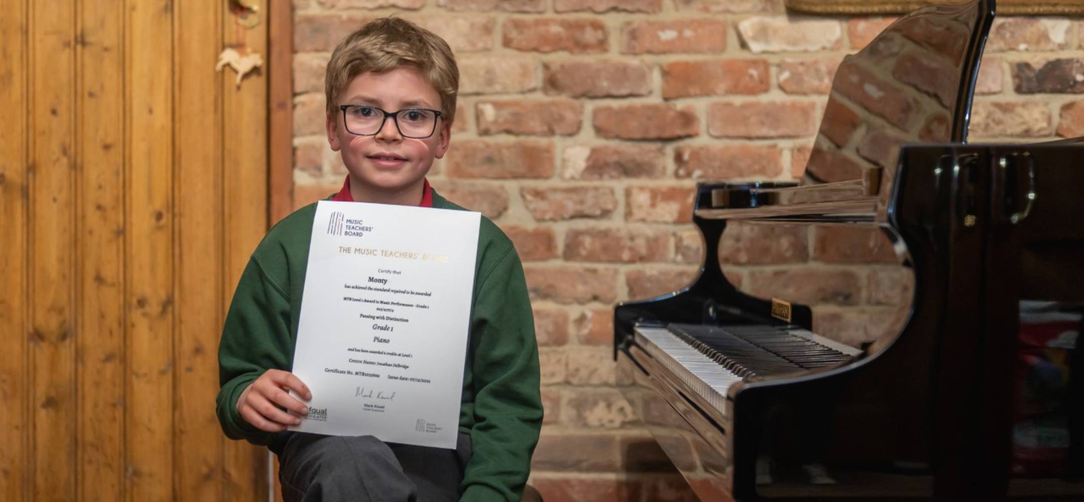 Monty Piano Student Certificate